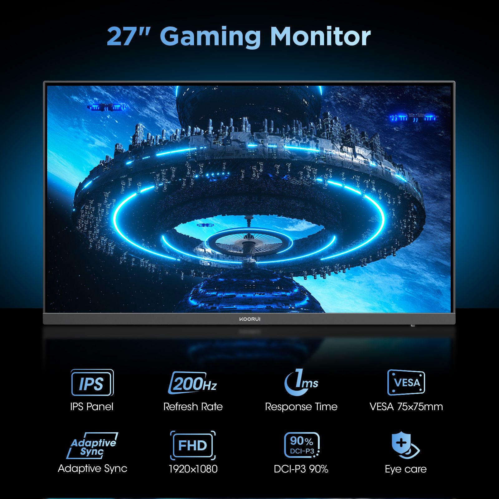 KOORUI G2711P 27" FHD 200Hz Fast IPS Gaming Monitor - Image 2