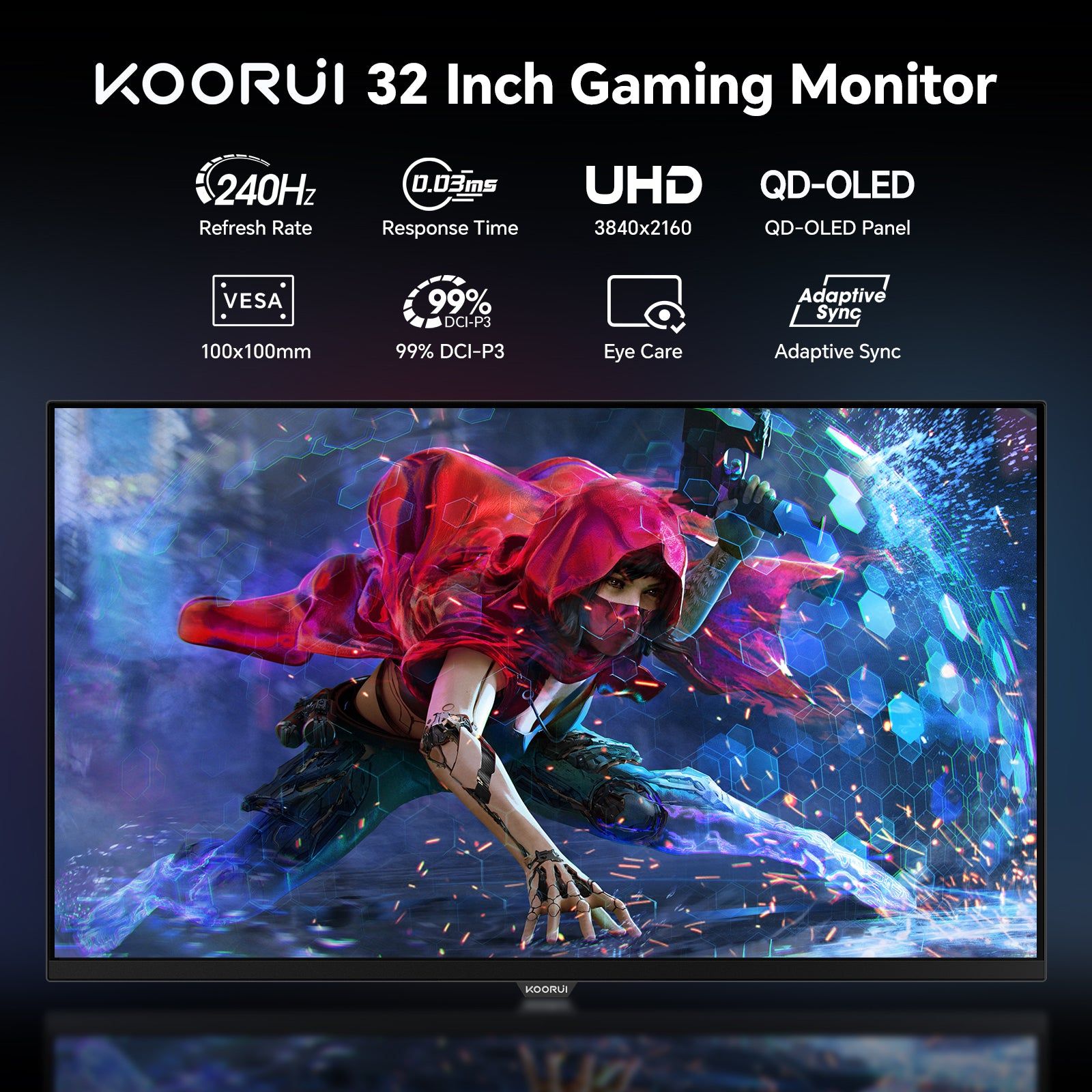 KOORUI S3241XO 31.5" 4K 240Hz QD-OLED Gaming Monitor - Image 4