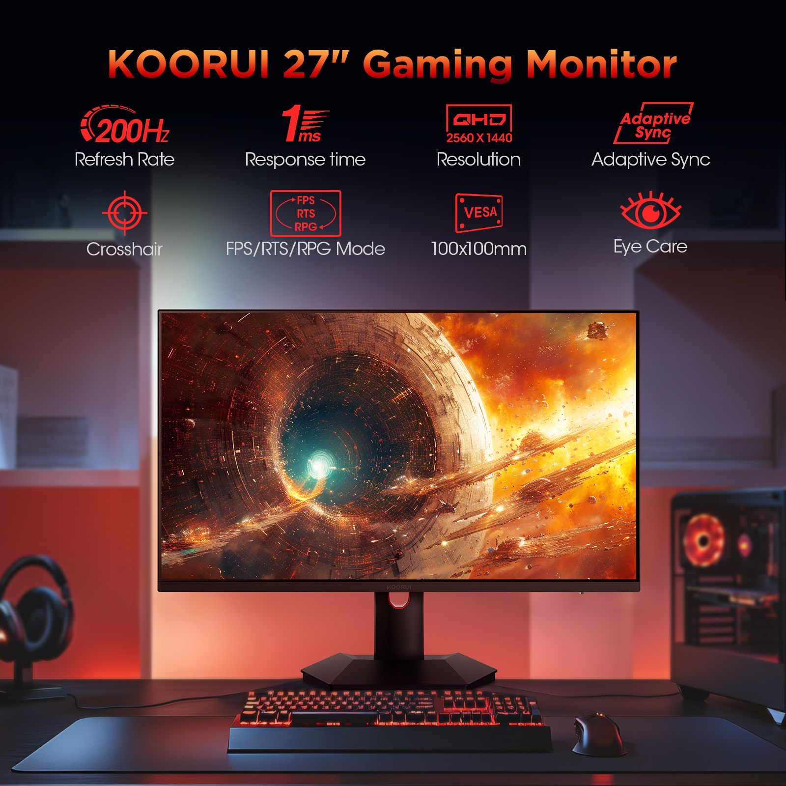 KOORUI S2721PM 27" QHD 200Hz Mini LED Gaming Monitor - Image 5