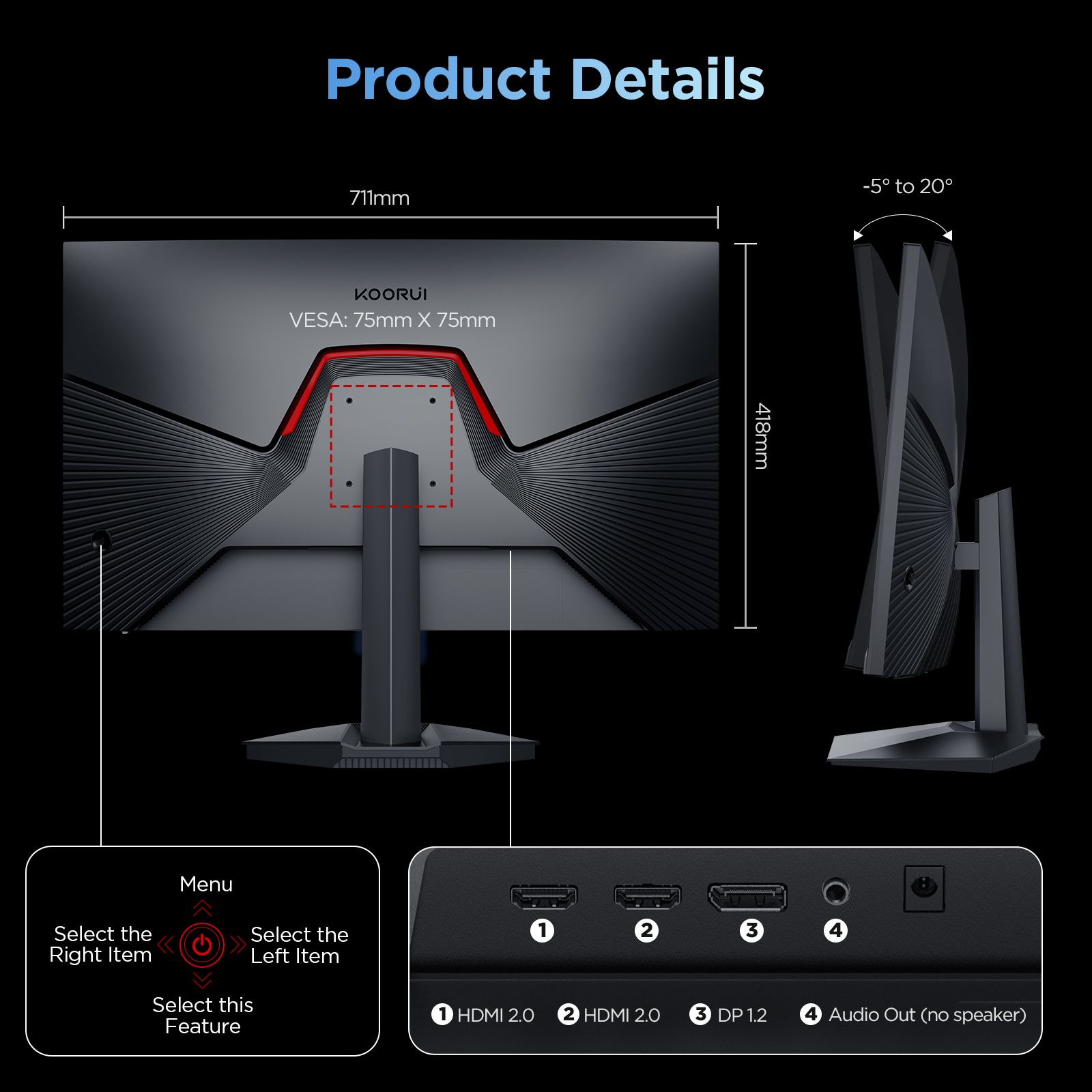 KOORUI G2711P 27" FHD 200Hz Fast IPS Gaming Monitor - Image 6