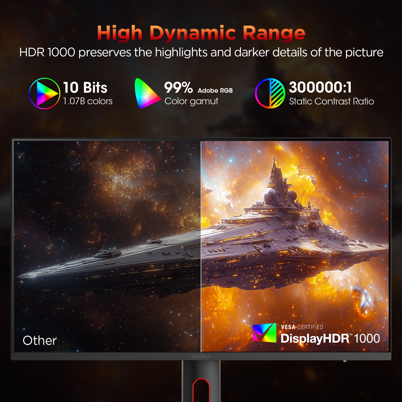 KOORUI S2721PM 27" QHD 200Hz Mini LED Gaming Monitor - Image 7