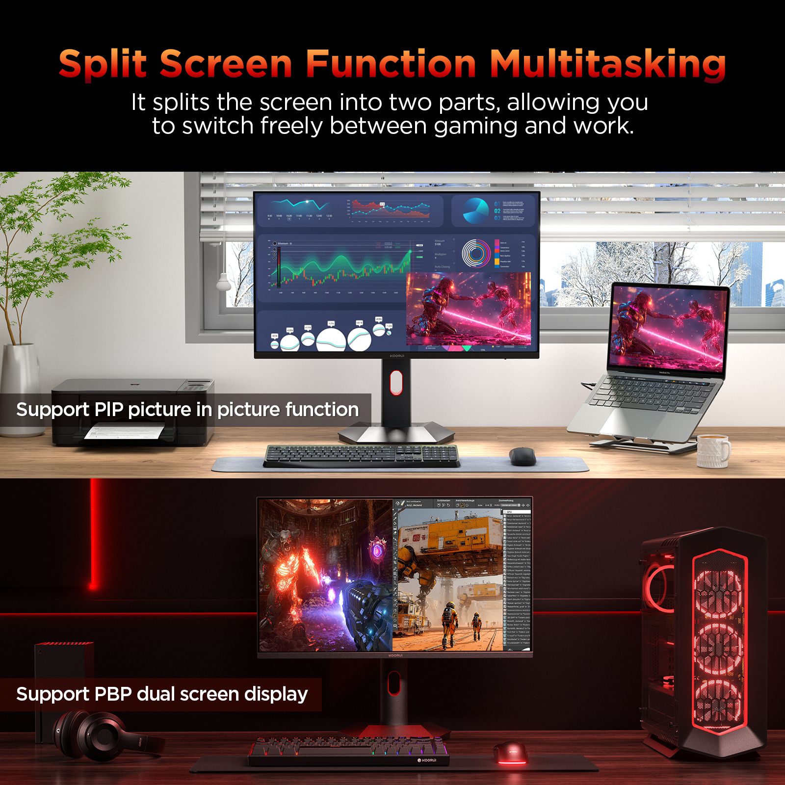 KOORUI S2721PM 27" QHD 200Hz Mini LED Gaming Monitor - Image 9