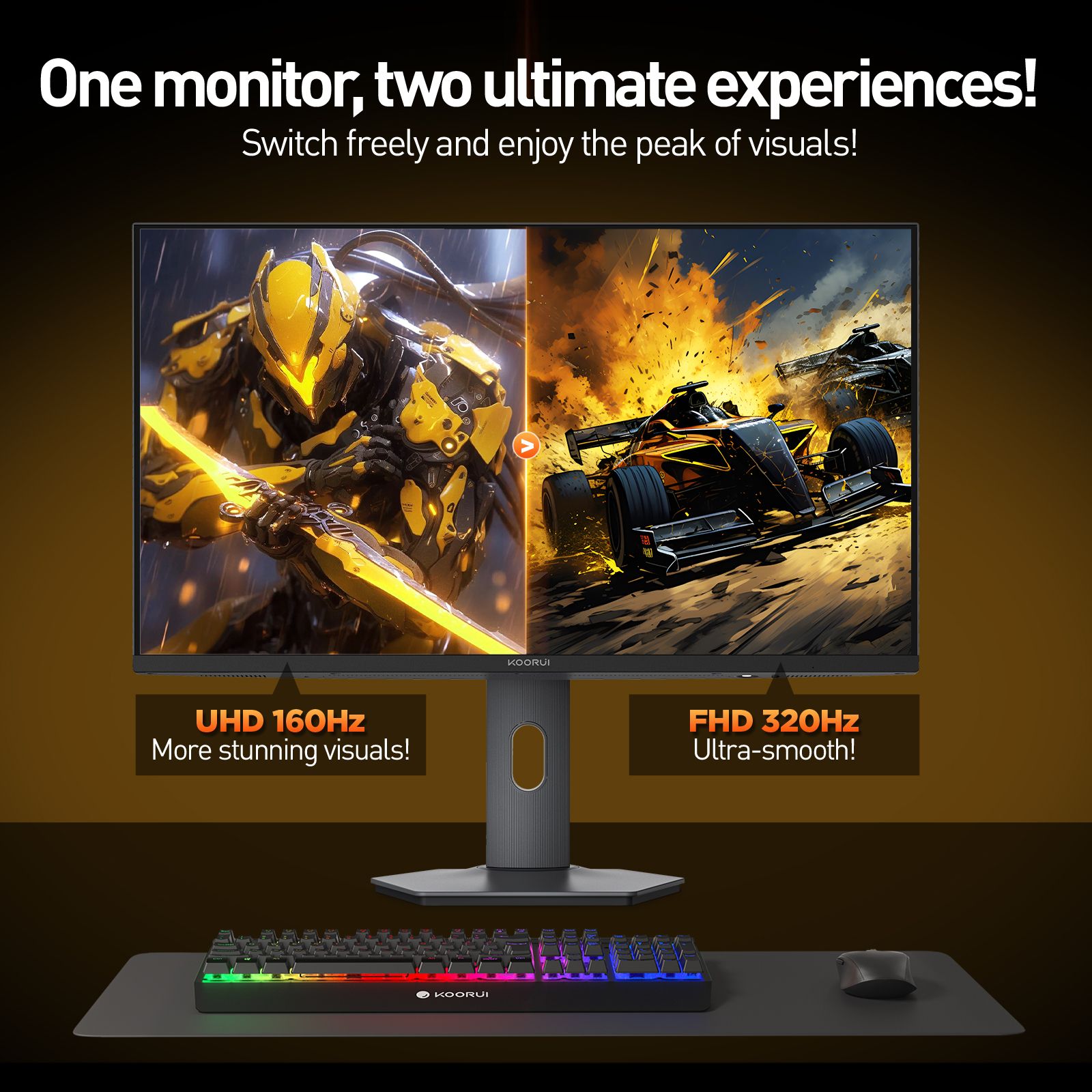 KOORUI S2741LM 27" 4K 160Hz Dual-Mode (320Hz FHD) Mini LED Gaming Monitor - Image 10